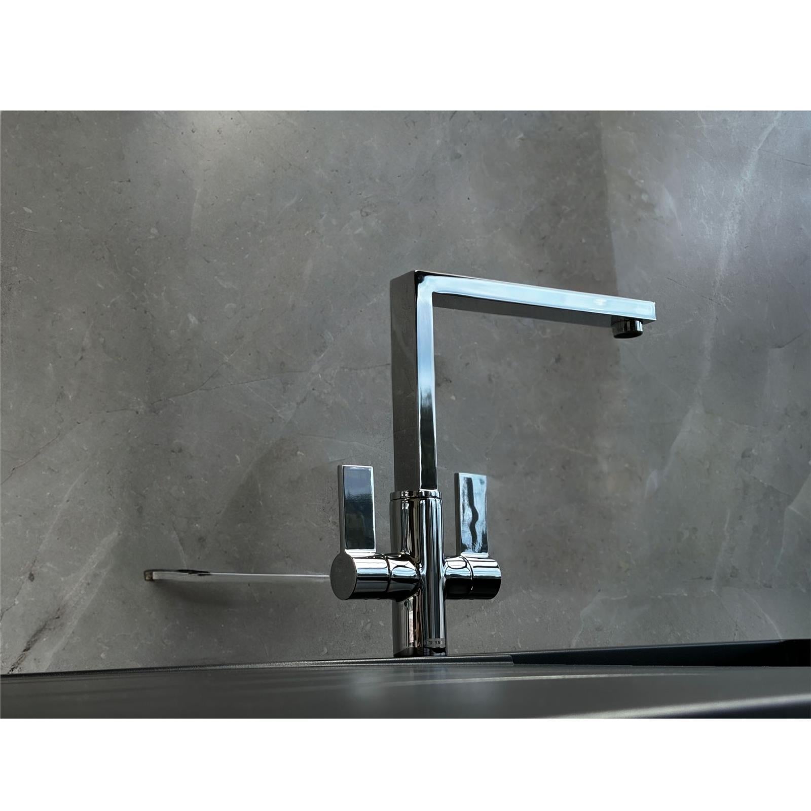 Franke Bern Square Style Twin Lever Swivel Spout Mono Mixer Chrome Kitchen Tap